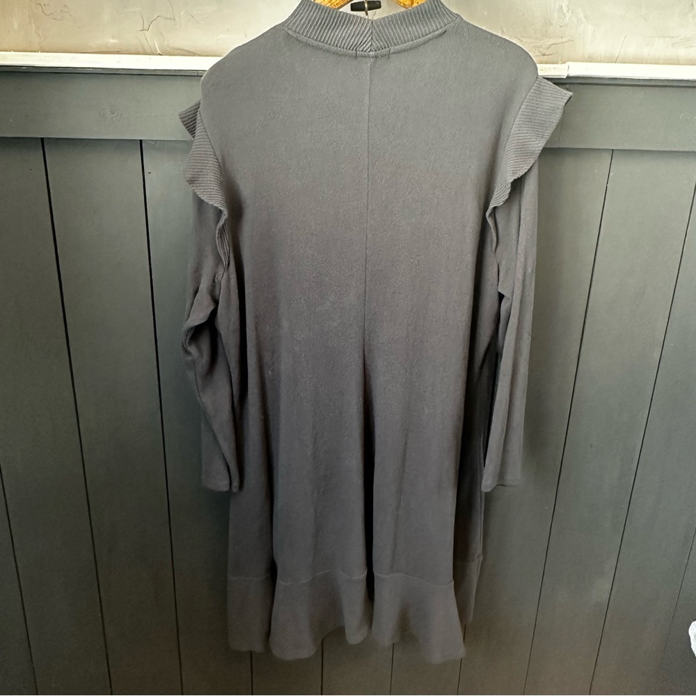 LC Lauren Conrad Women's Mock Neck Sweater‎ Dress Ruffled Black Size 2X - Picture 2 of 12